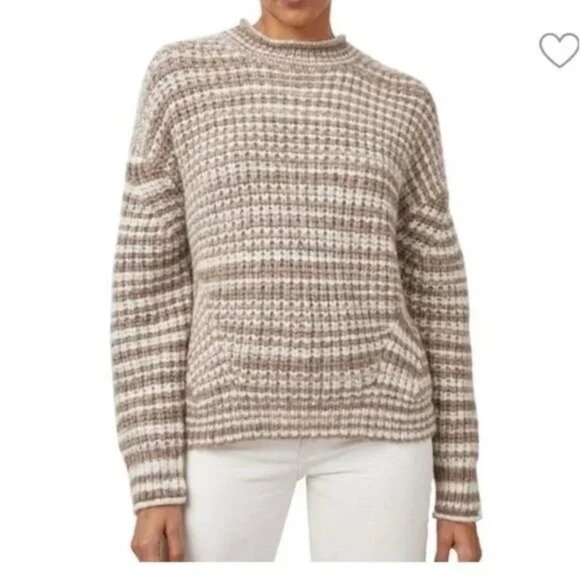 Rails Echo Chunky Roll Neck Pullover Sweater in Brown Striped Womens Size L - Picture 2 of 9